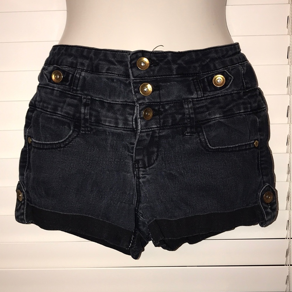 Refuge faded black jean shorts